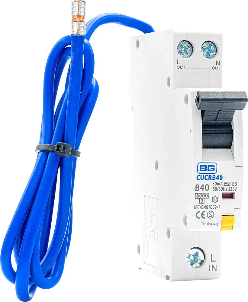 BG CUCRB40 40A SP 1 Module B Curve 6kA 30mA Type AC Compact RCBO
