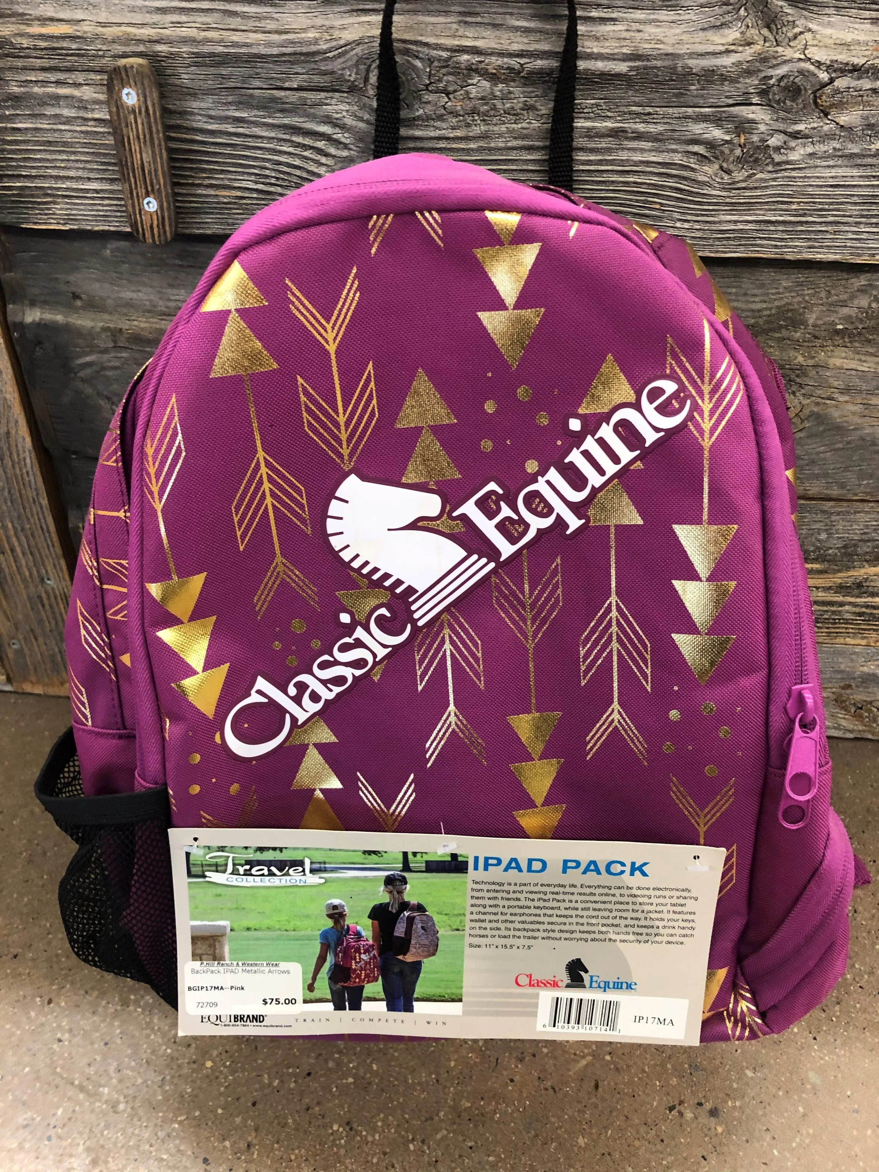 BGIP17MA--Pink BackPack IPAD Metallic Arrows