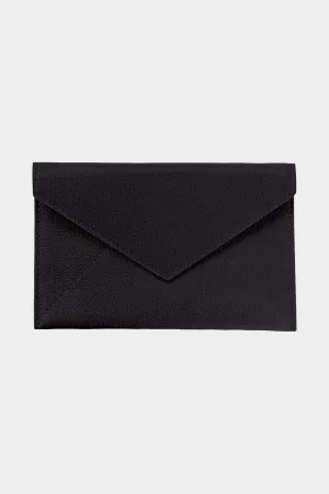 Black Goatskin Leather Medium Envelope