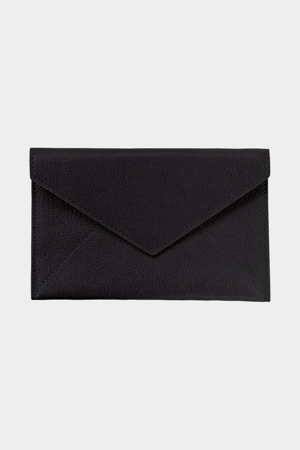 Black Goatskin Leather Medium Envelope