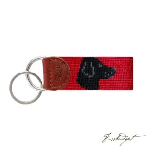 Black Lab Head Needlepoint Key Fob