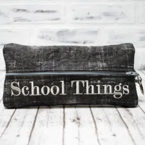 Black Wash Denim Personalized Quilted Pouch