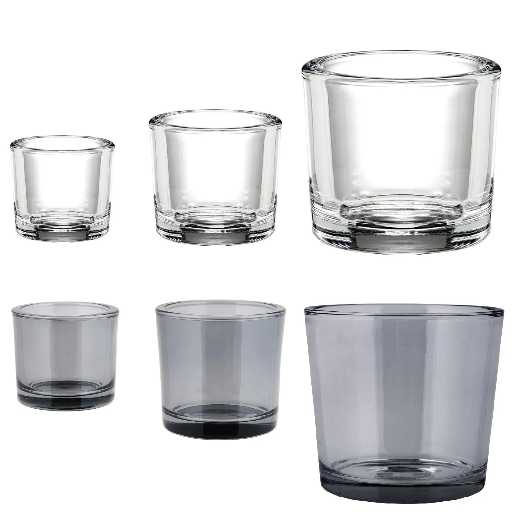 Blomus Candle Holder: Smoky-Grey Tinted Glass 8x9cm NERO Small