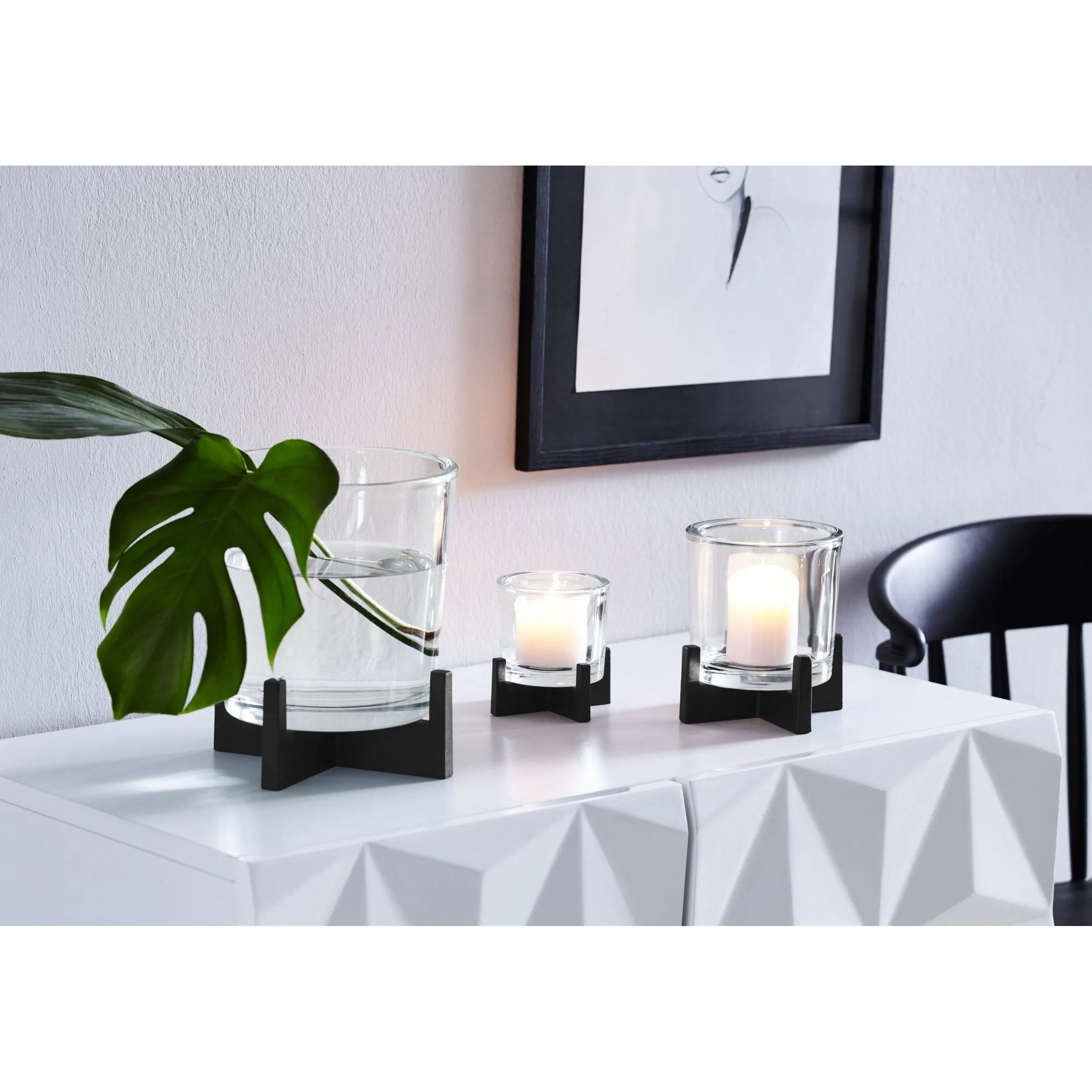 Blomus Candle Holder: Smoky-Grey Tinted Glass M 12x12.5cm NERO
