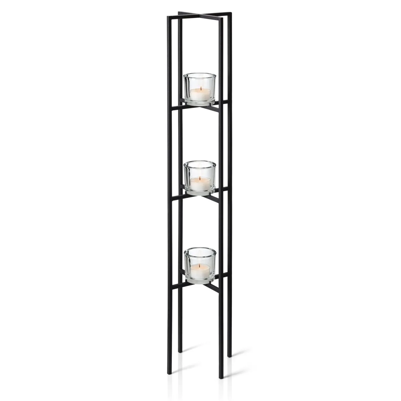 Blomus Glass Candle Holder on 3-Tiered Black Steel Frame NERO 100cm