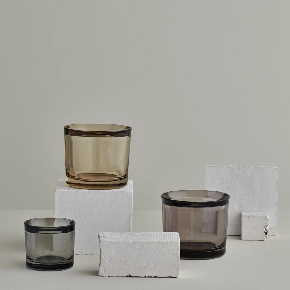 Blomus Tealight Candle Holder: Sand-Beige Tinted Glass 6.5x6cm MIMO x12 Pcs