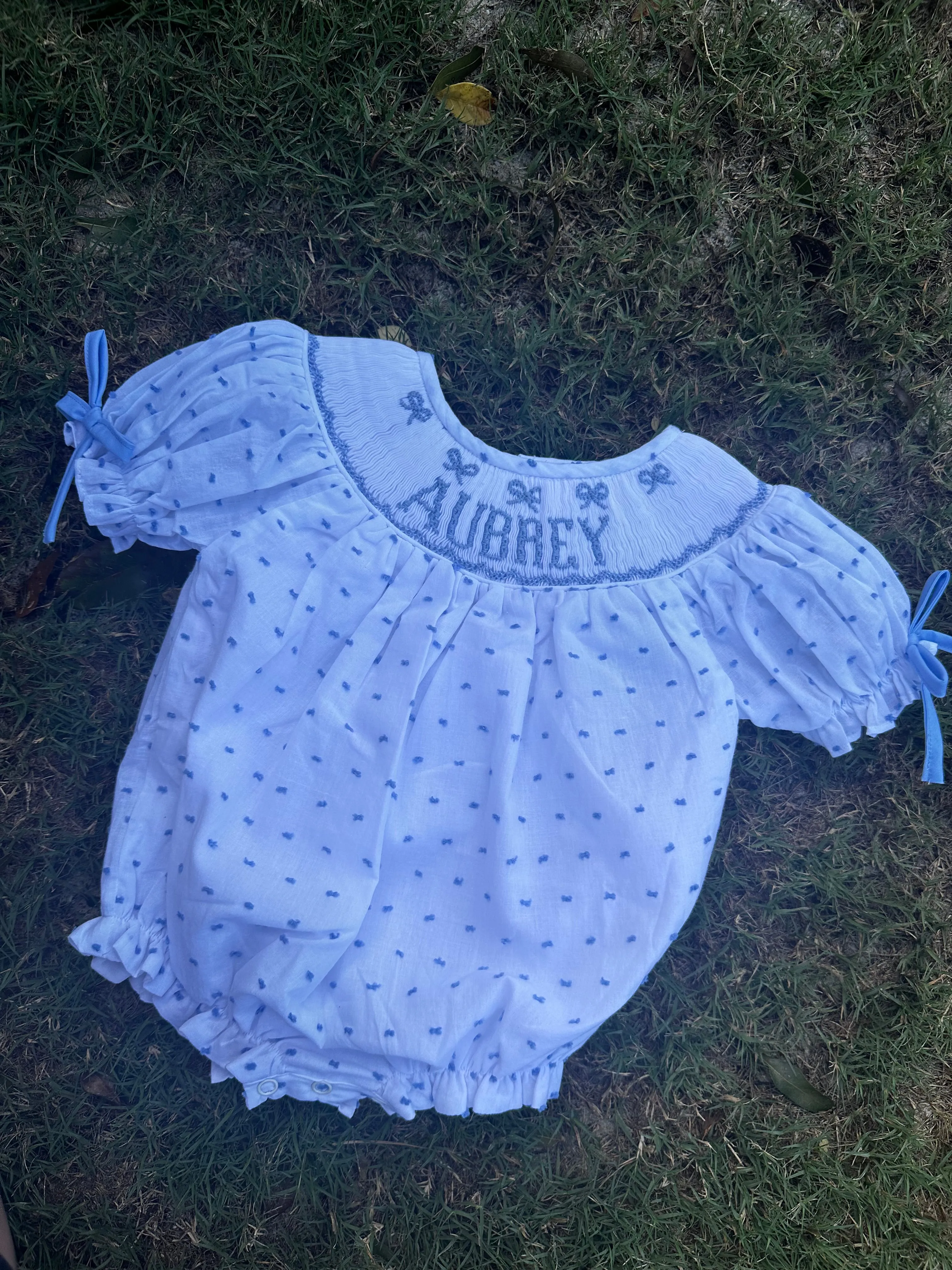 Blue Bow Diaper Set