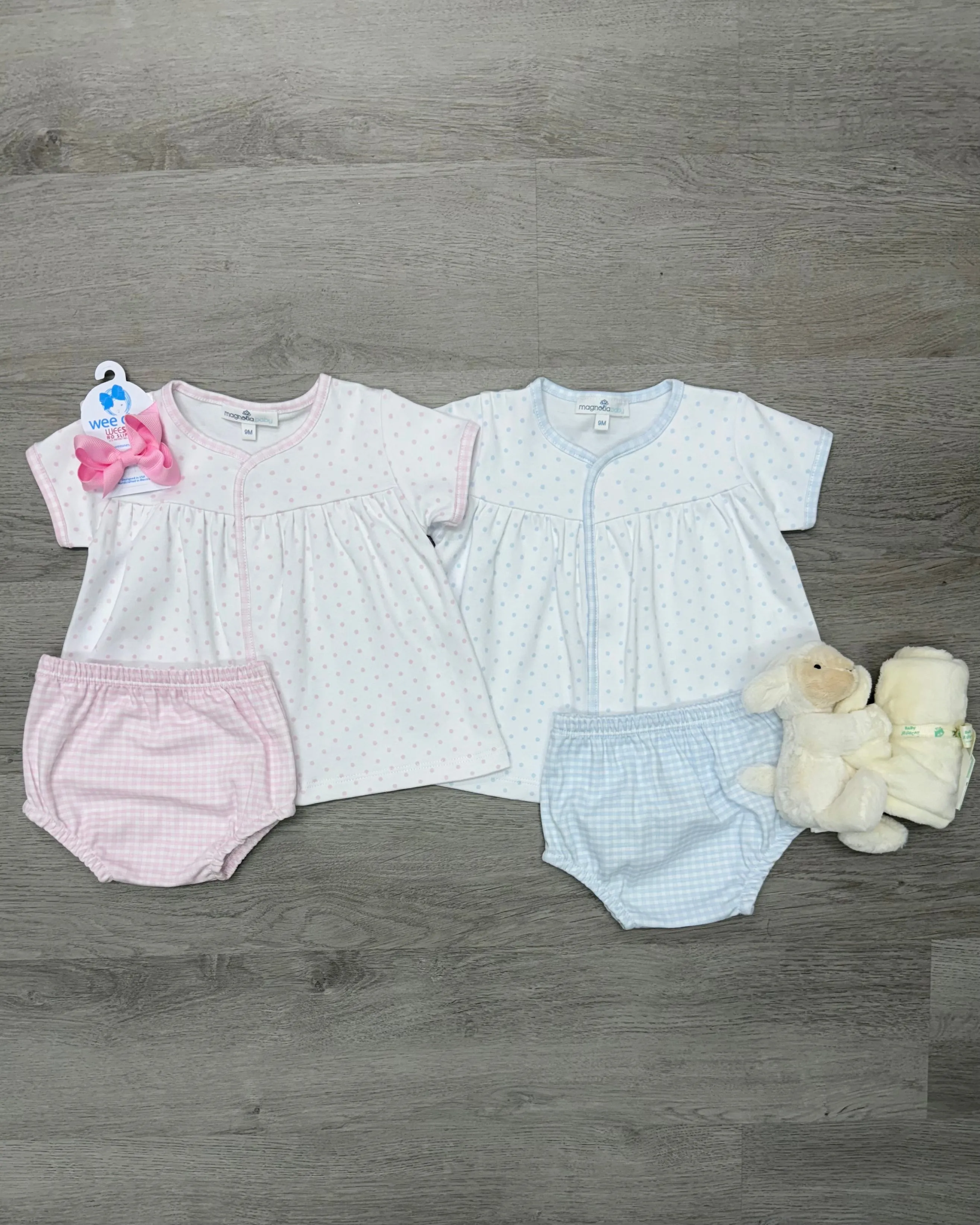 Blue Gingham Dots Diaper Cover Set
