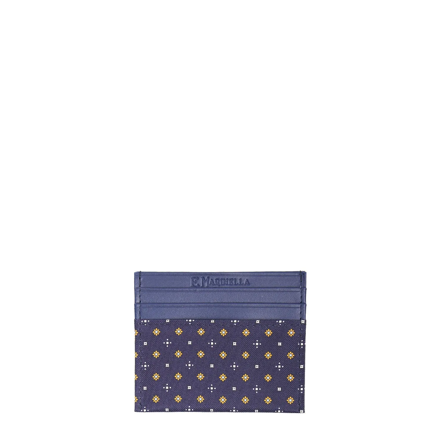 BLUE LEATHER AND SILK CREDIT CARD HOLDER