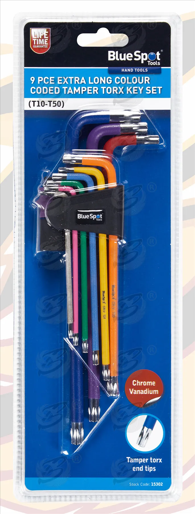 BLUESPOT 18PCS COLOUR CODED TAMPERPROOF TORX & BALL END HEX KEY SETS