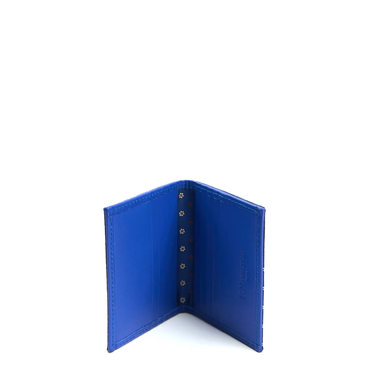 BLUETTE SILK AND LEATHER FOLDING CARD HOLDER