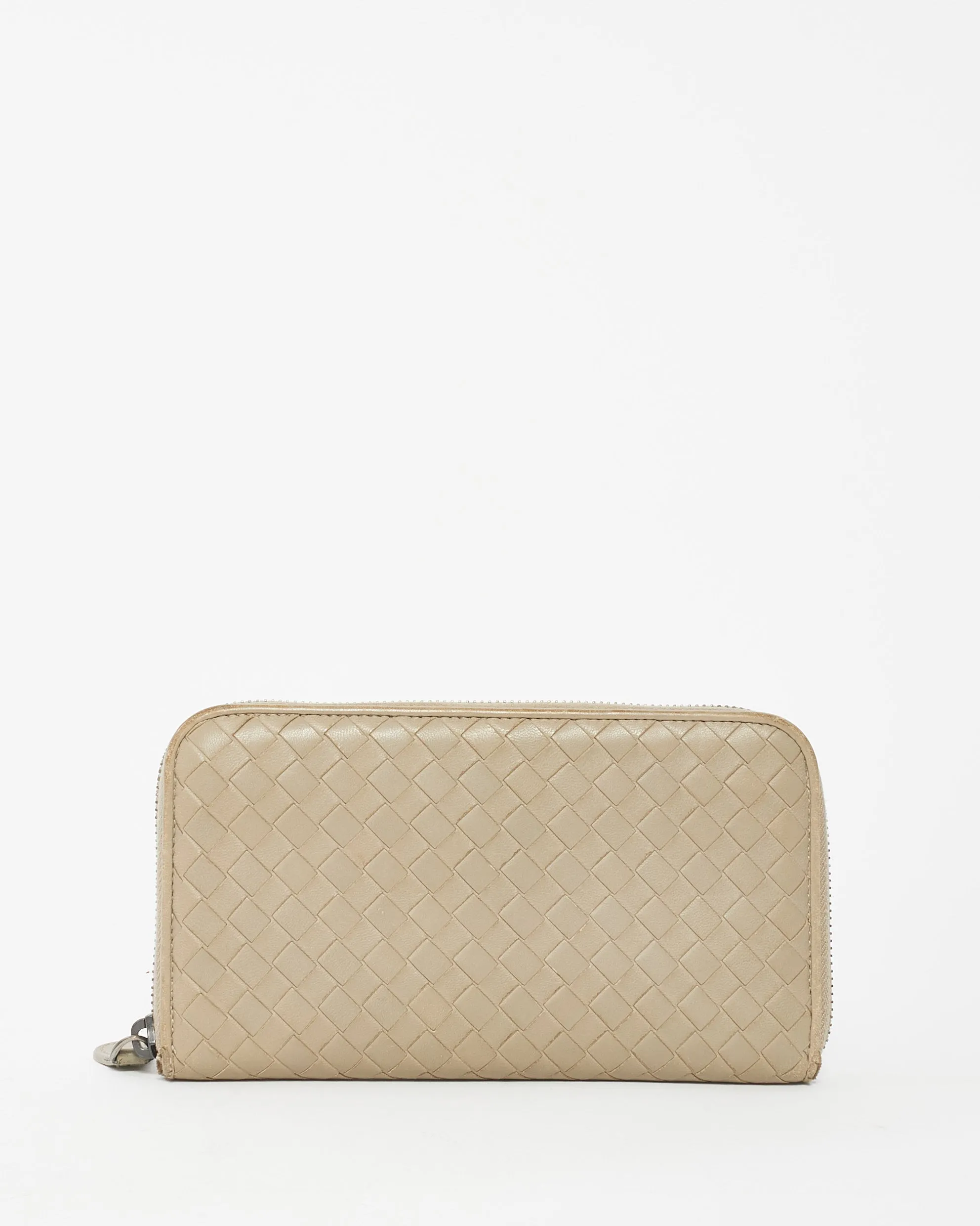 Bottega Veneta Grey Intrecciato Leather Long Zip Wallet