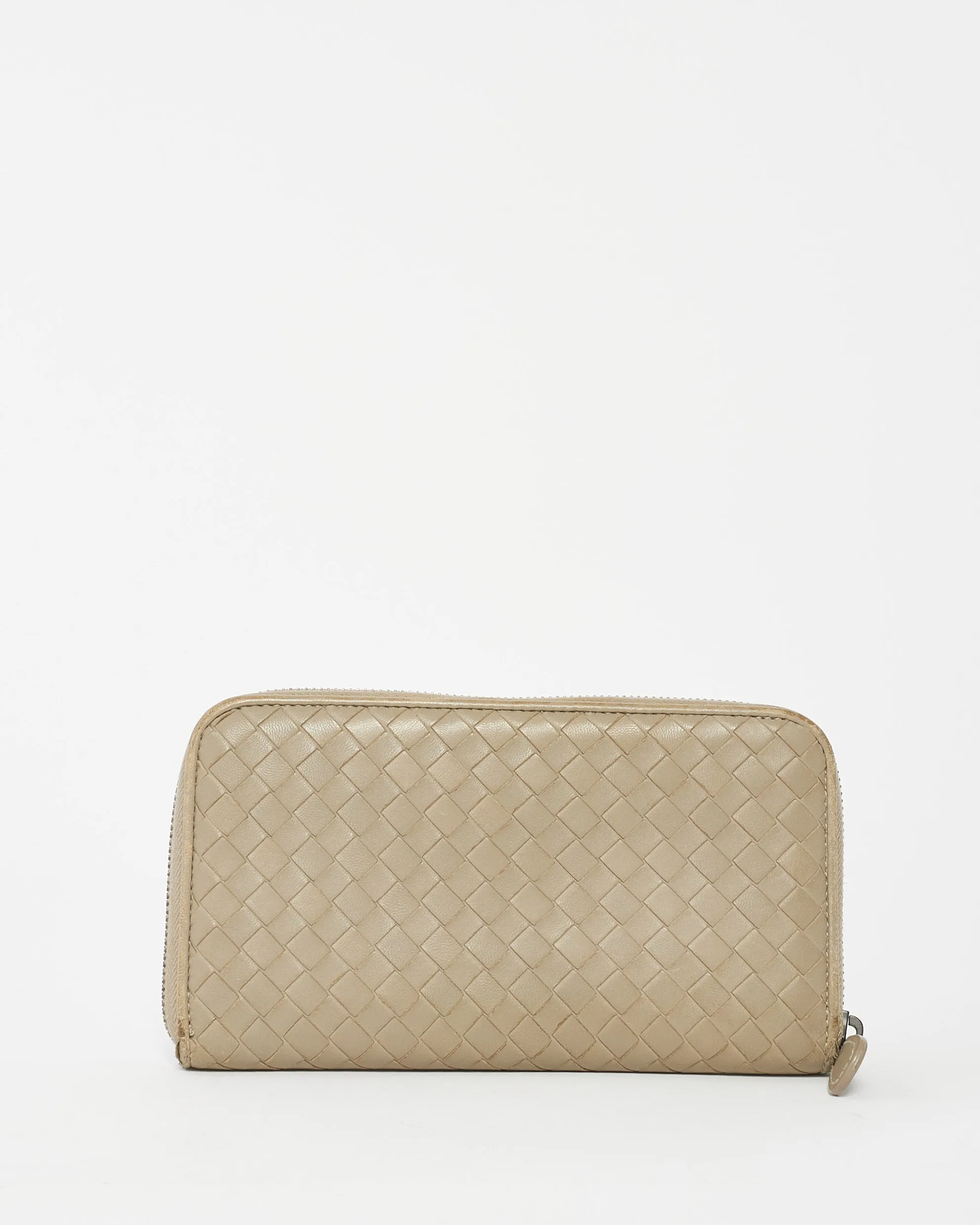 Bottega Veneta Grey Intrecciato Leather Long Zip Wallet