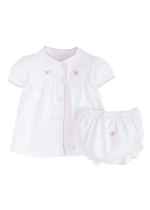Bow Pinpoint Layette Knit Set