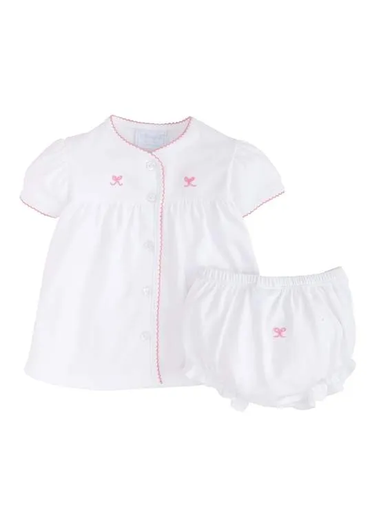 Bow Pinpoint Layette Knit Set
