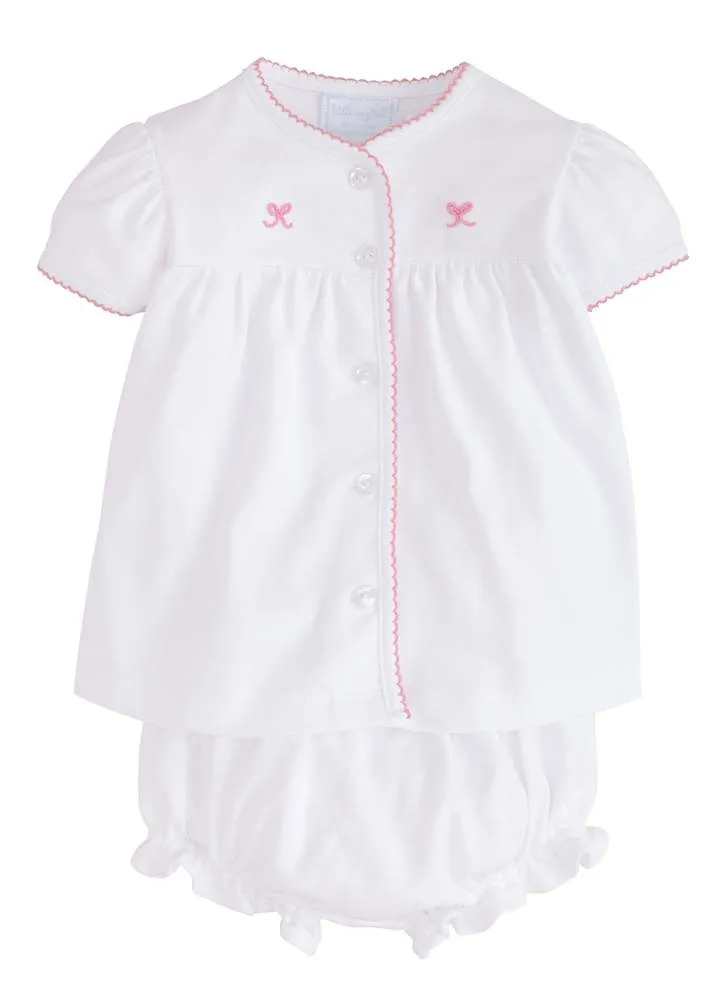 Bow Pinpoint Layette Knit Set