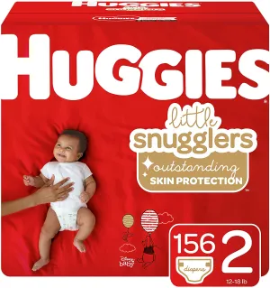 Brand new in package! HUGGIES Little Snugglers Baby Diapers, Size 2, 156 Ct