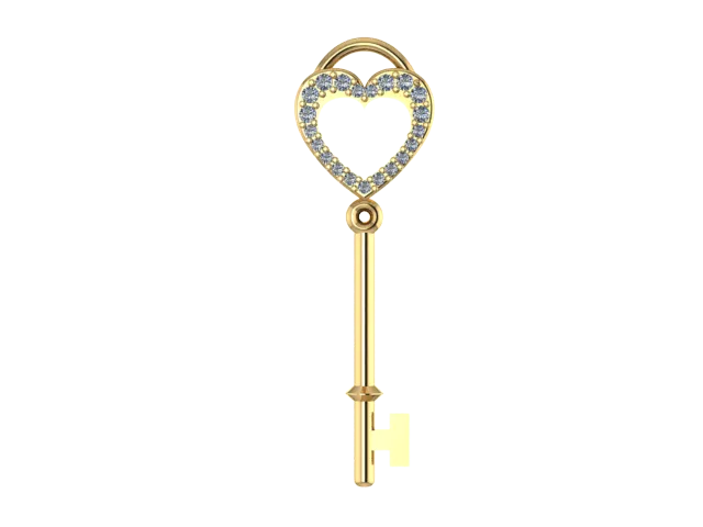 C4108 - Heart Shaped Key Charm