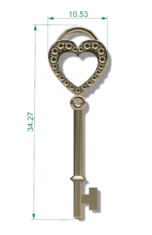 C4108 - Heart Shaped Key Charm