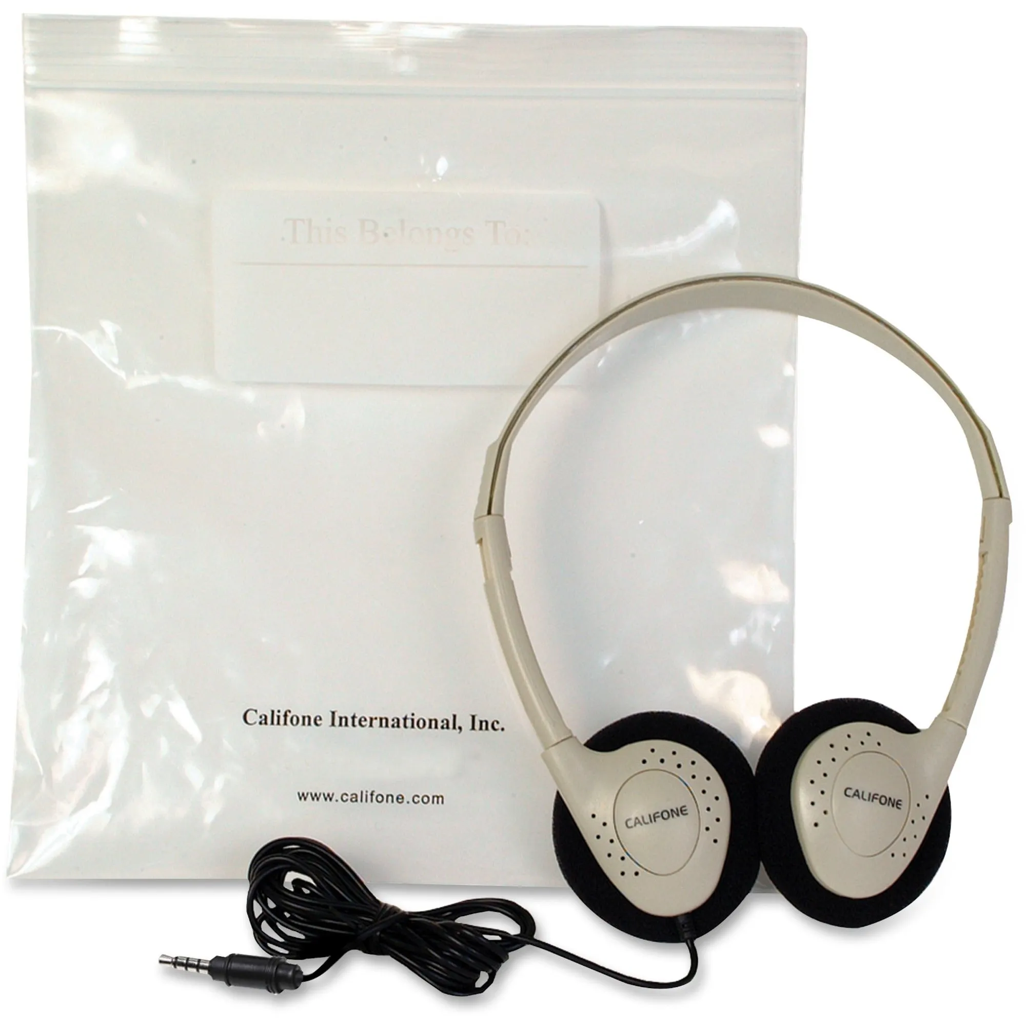 Califone Lightweight Stereo Heahphones Wired 3.5Mm 6Ft Foam Beige