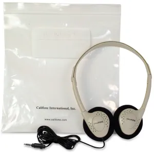 Califone Lightweight Stereo Heahphones Wired 3.5Mm 6Ft Foam Beige