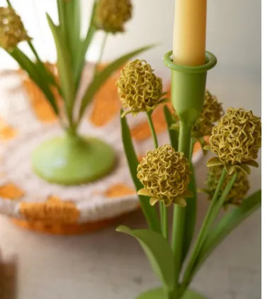 Candle Holders - Yellow Flowers Taper Holders
