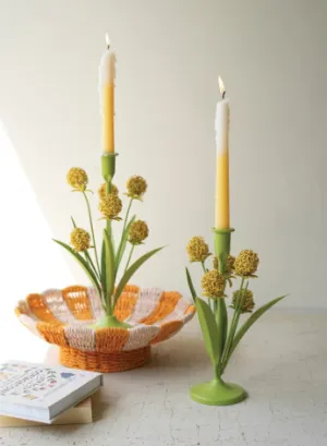 Candle Holders - Yellow Flowers Taper Holders