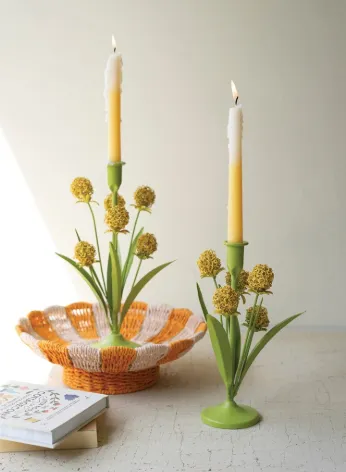 Candle Holders - Yellow Flowers Taper Holders