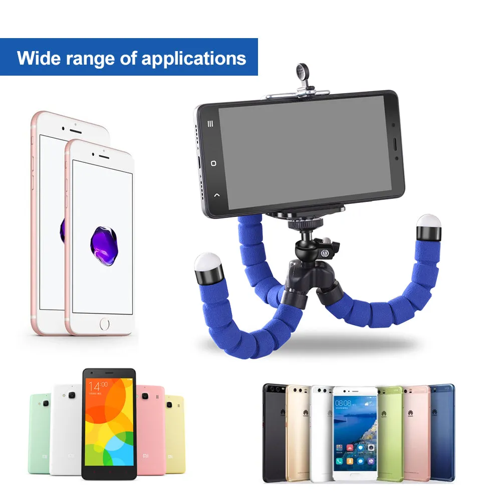 Car Style Mobile Phone Holder Flexible Octopus Tripod Bracket Selfie Stand Mount Support for iPhone blue