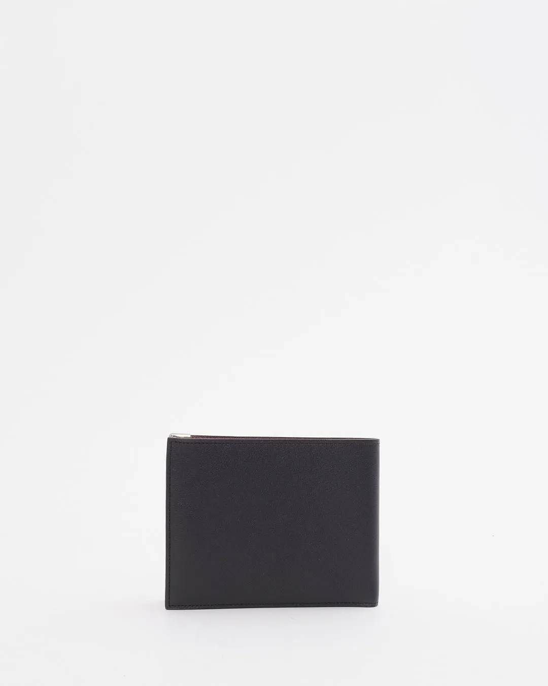 Cartier Black Leather Stainless Steel Finish Must de Cartier Logo Wallet