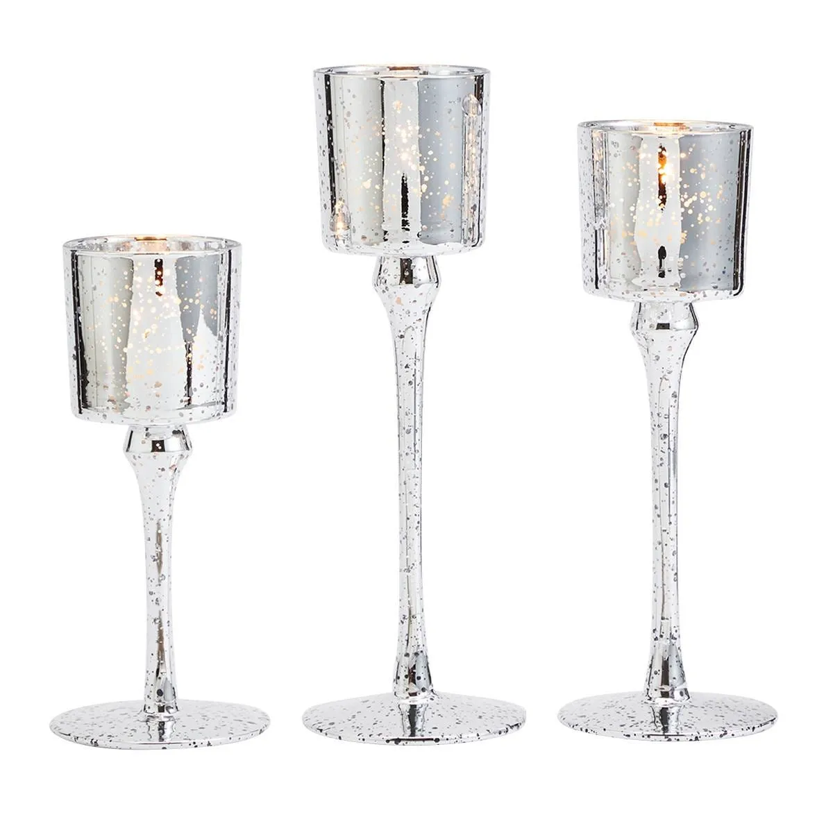 Celestial Mercury Glass Tealight/Votive Holder Trio