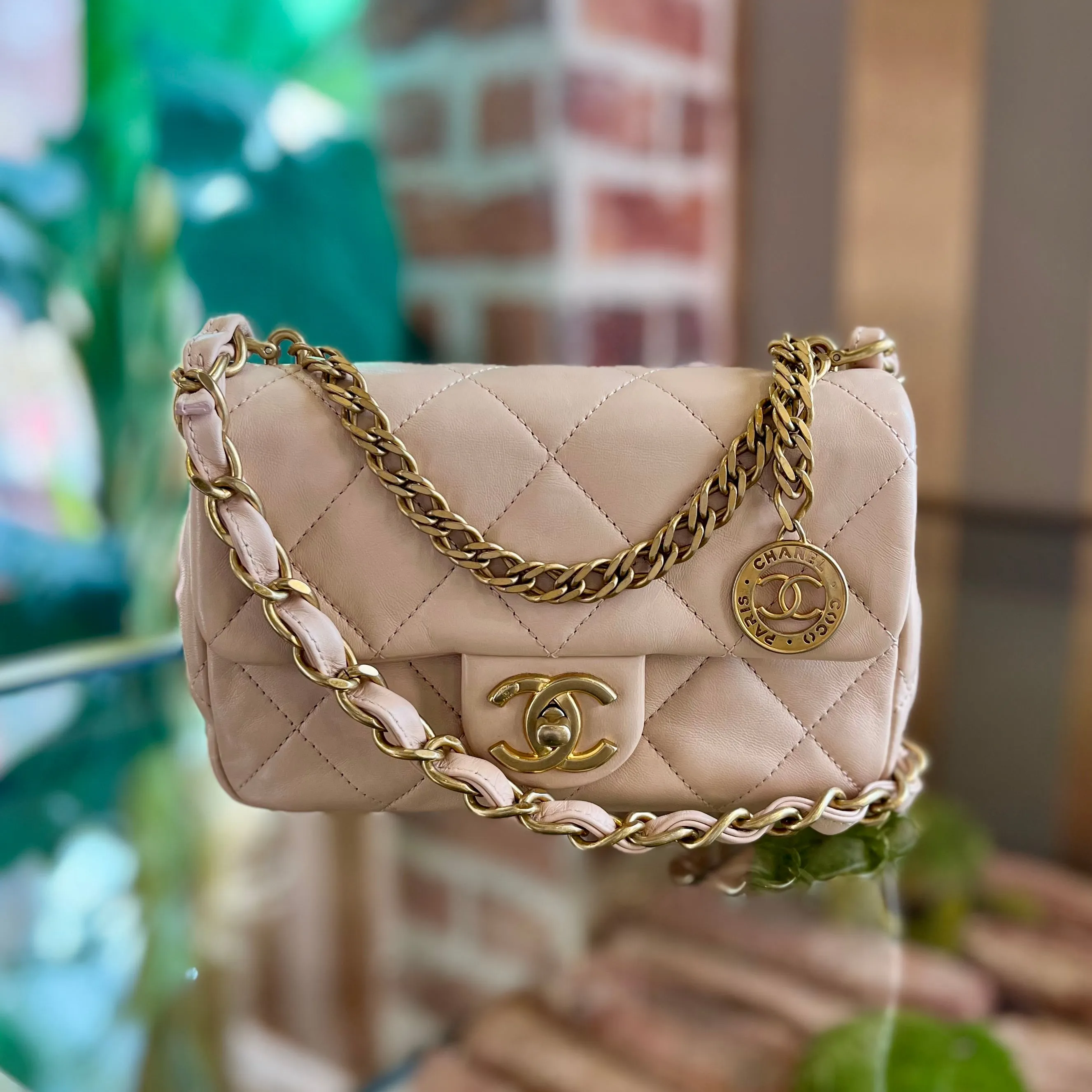 CHANEL Fancy Jewel Pink Leather Flap Bag