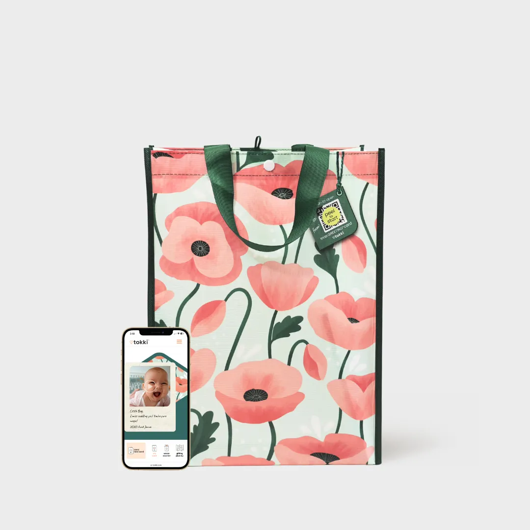 Chic Pastels Bundle | Reusable Gift Bag   QR Greeting Card | 8 Pieces