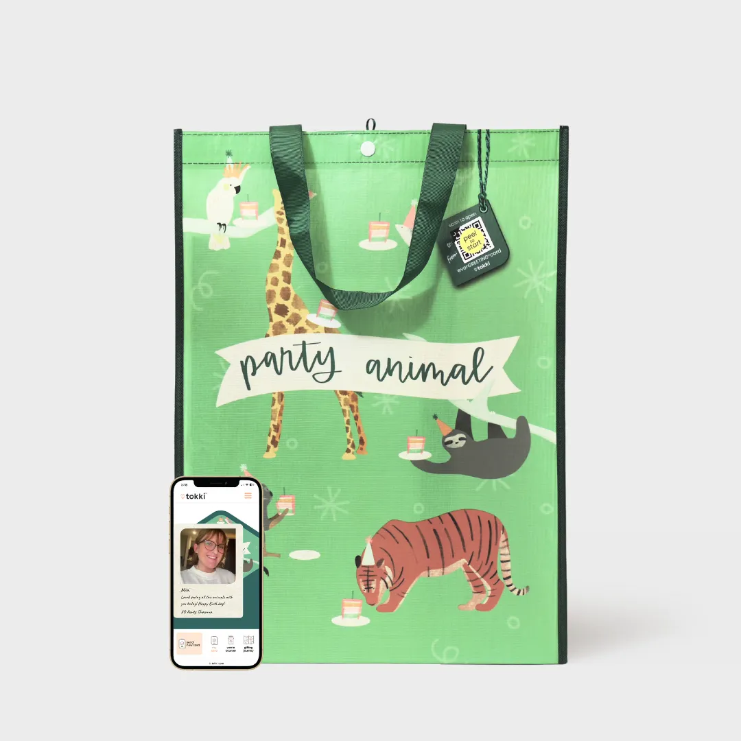 Chic Pastels Bundle | Reusable Gift Bag   QR Greeting Card | 8 Pieces