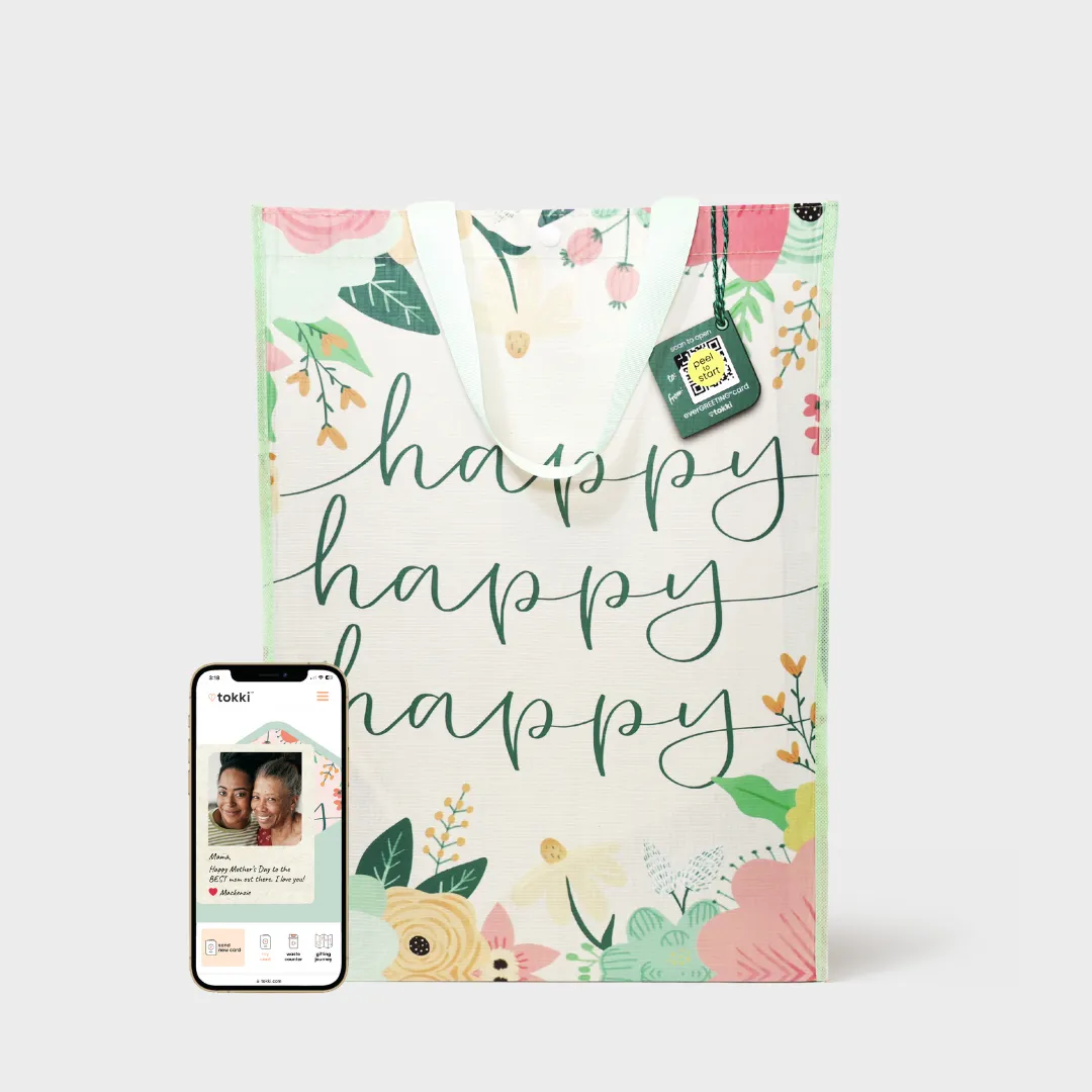 Chic Pastels Bundle | Reusable Gift Bag   QR Greeting Card | 8 Pieces