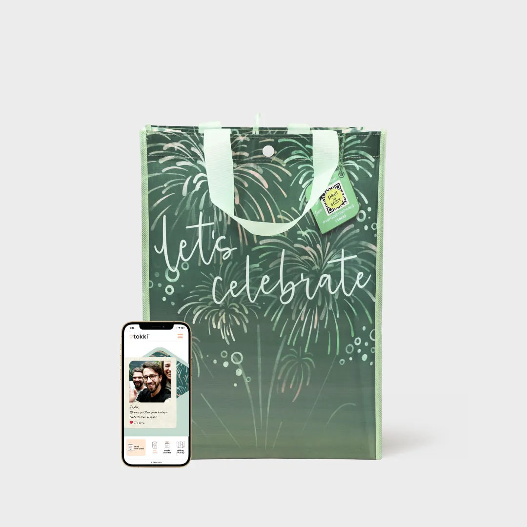 Chic Pastels Bundle | Reusable Gift Bag   QR Greeting Card | 8 Pieces