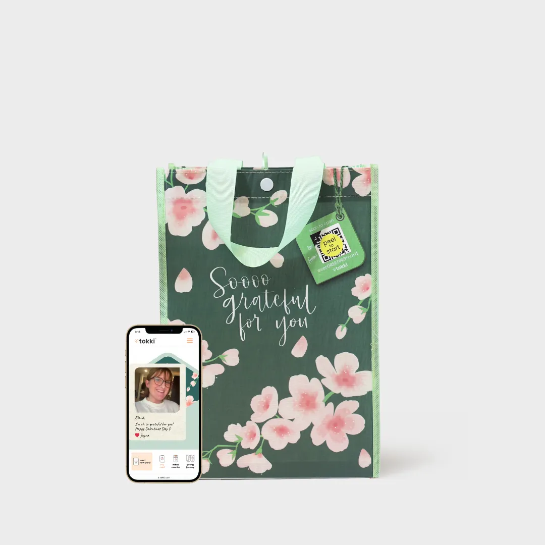 Chic Pastels Bundle | Reusable Gift Bag   QR Greeting Card | 8 Pieces