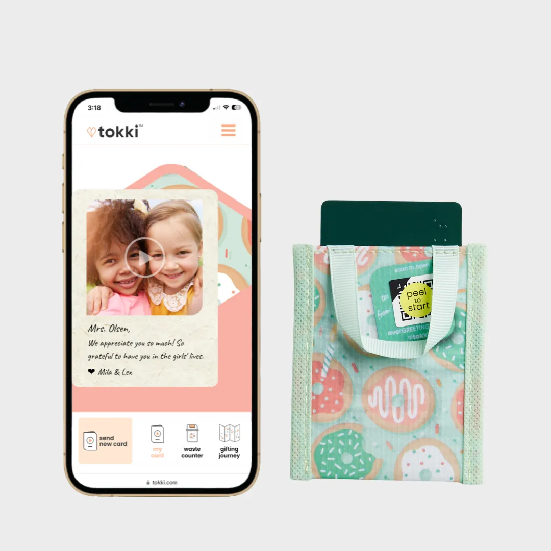 Chic Pastels Bundle | Reusable Gift Bag   QR Greeting Card | 8 Pieces