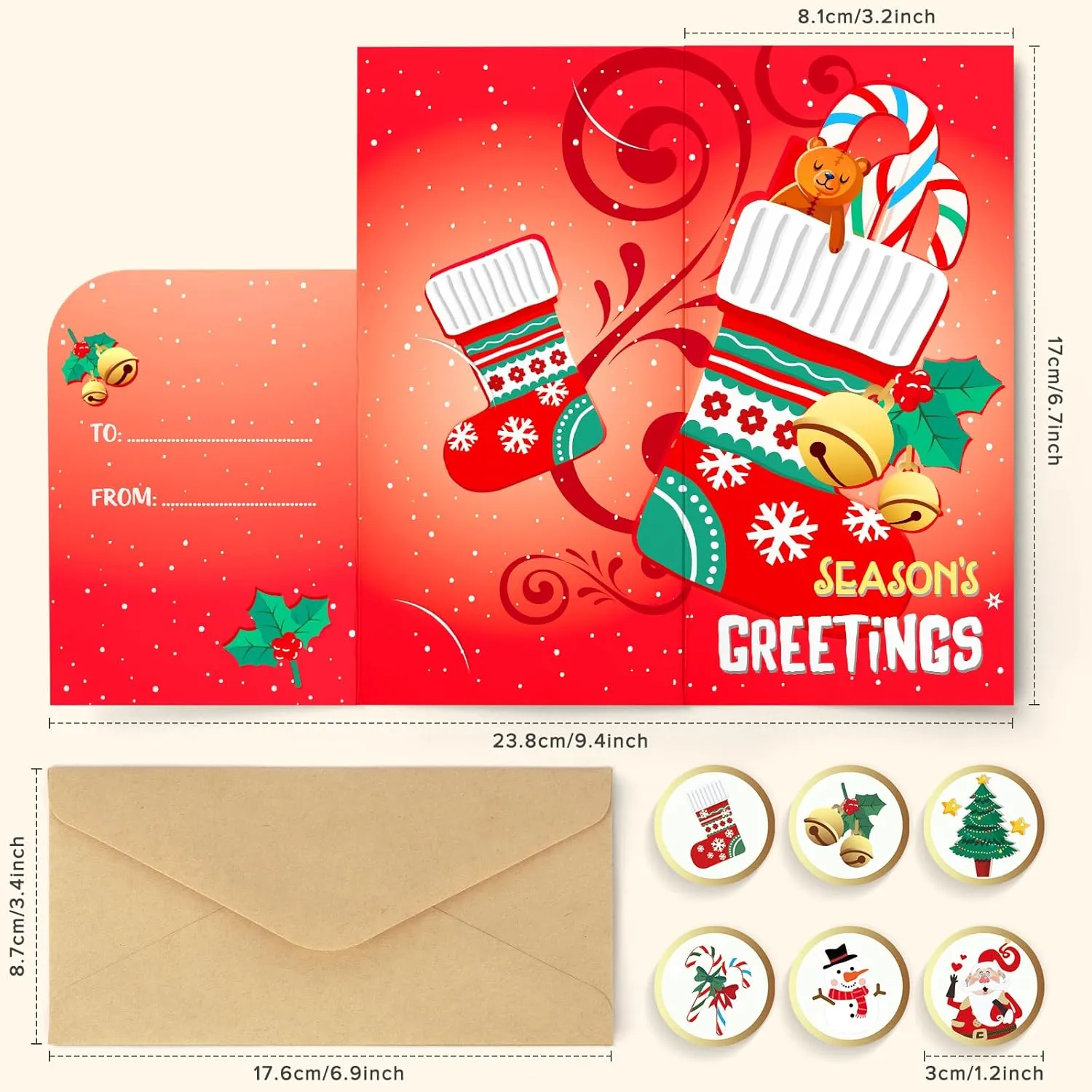 Christmas Money Cards, 20 Pack with Envelopes for Cash, Checks, or Gift Cards