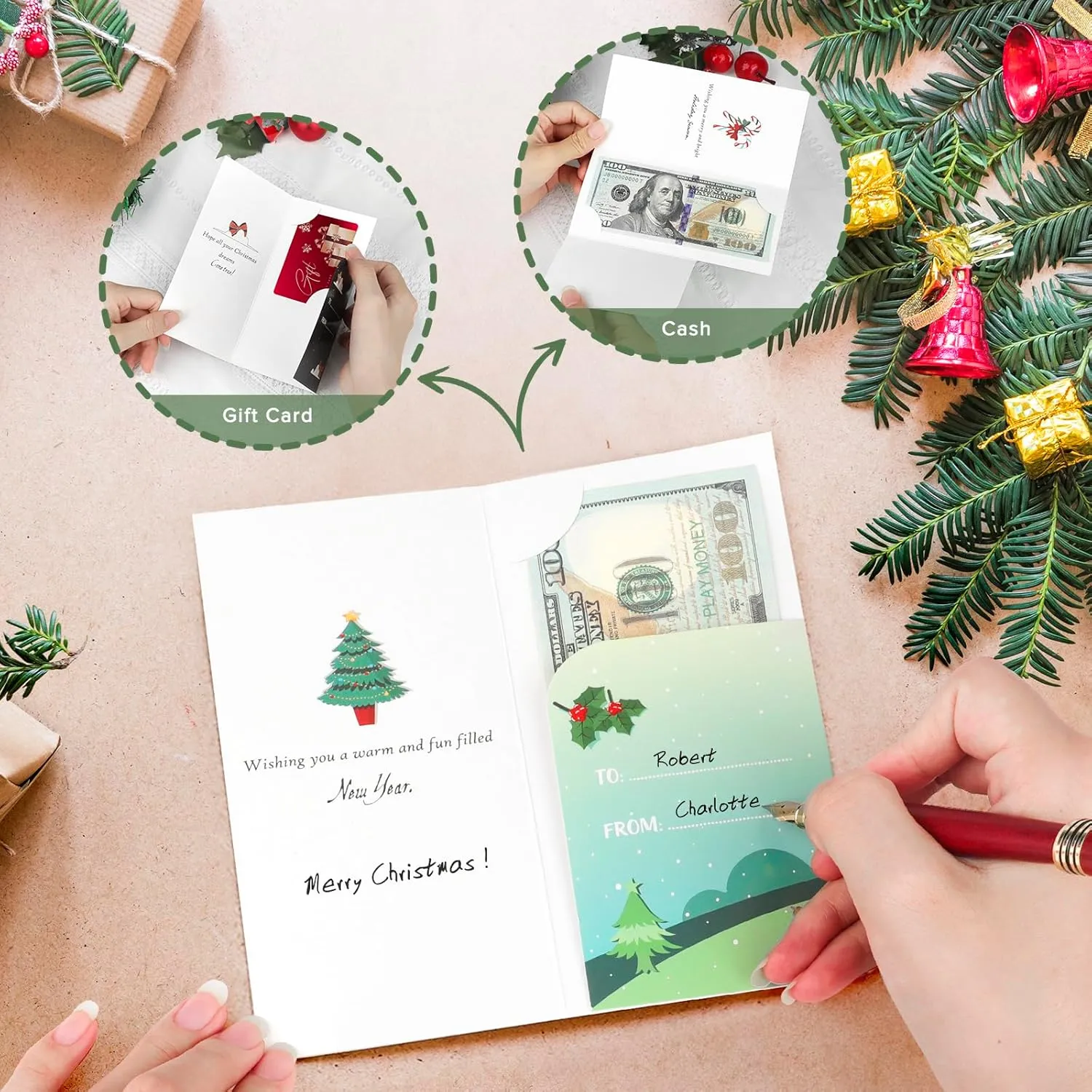 Christmas Money Cards, 20 Pack with Envelopes for Cash, Checks, or Gift Cards