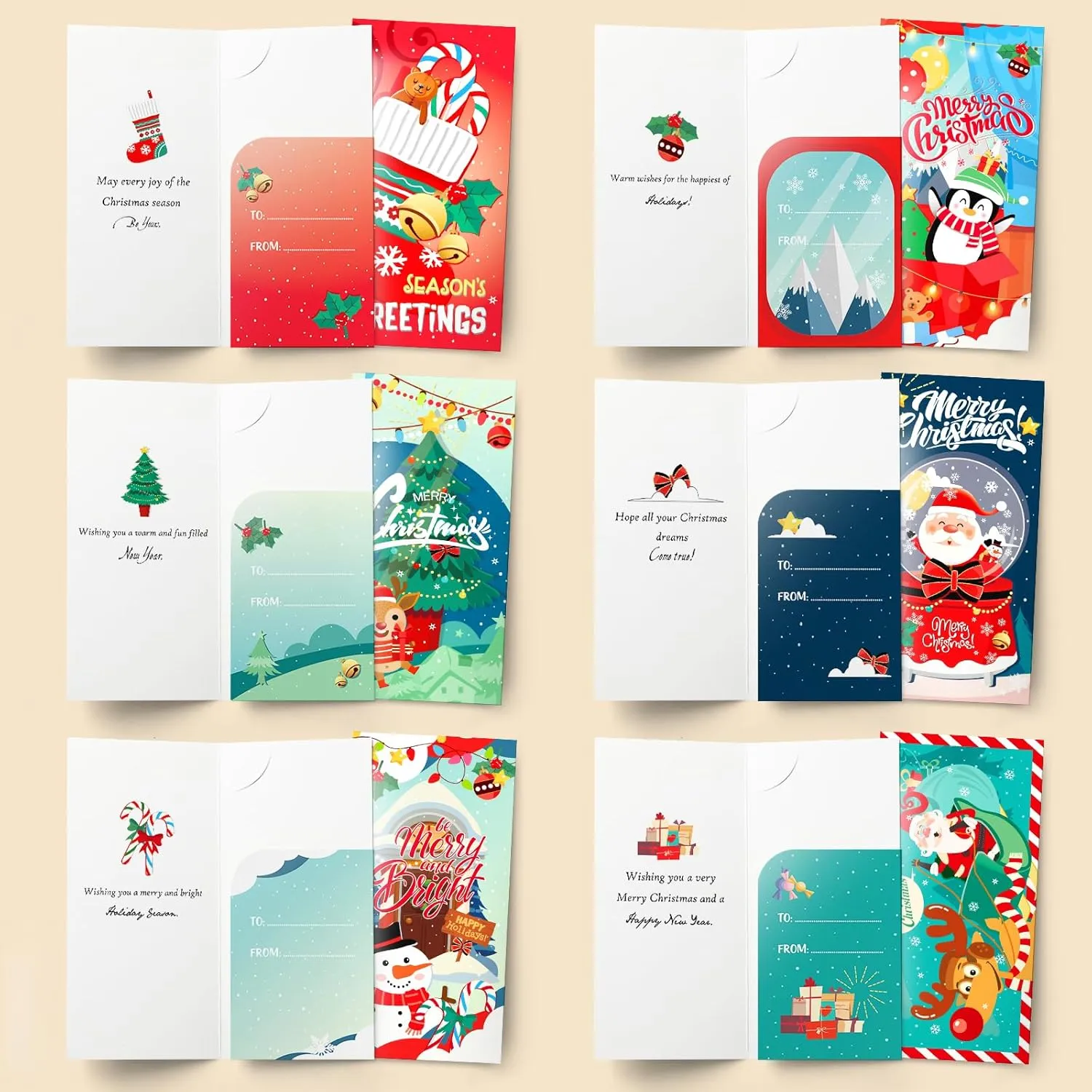 Christmas Money Cards, 20 Pack with Envelopes for Cash, Checks, or Gift Cards