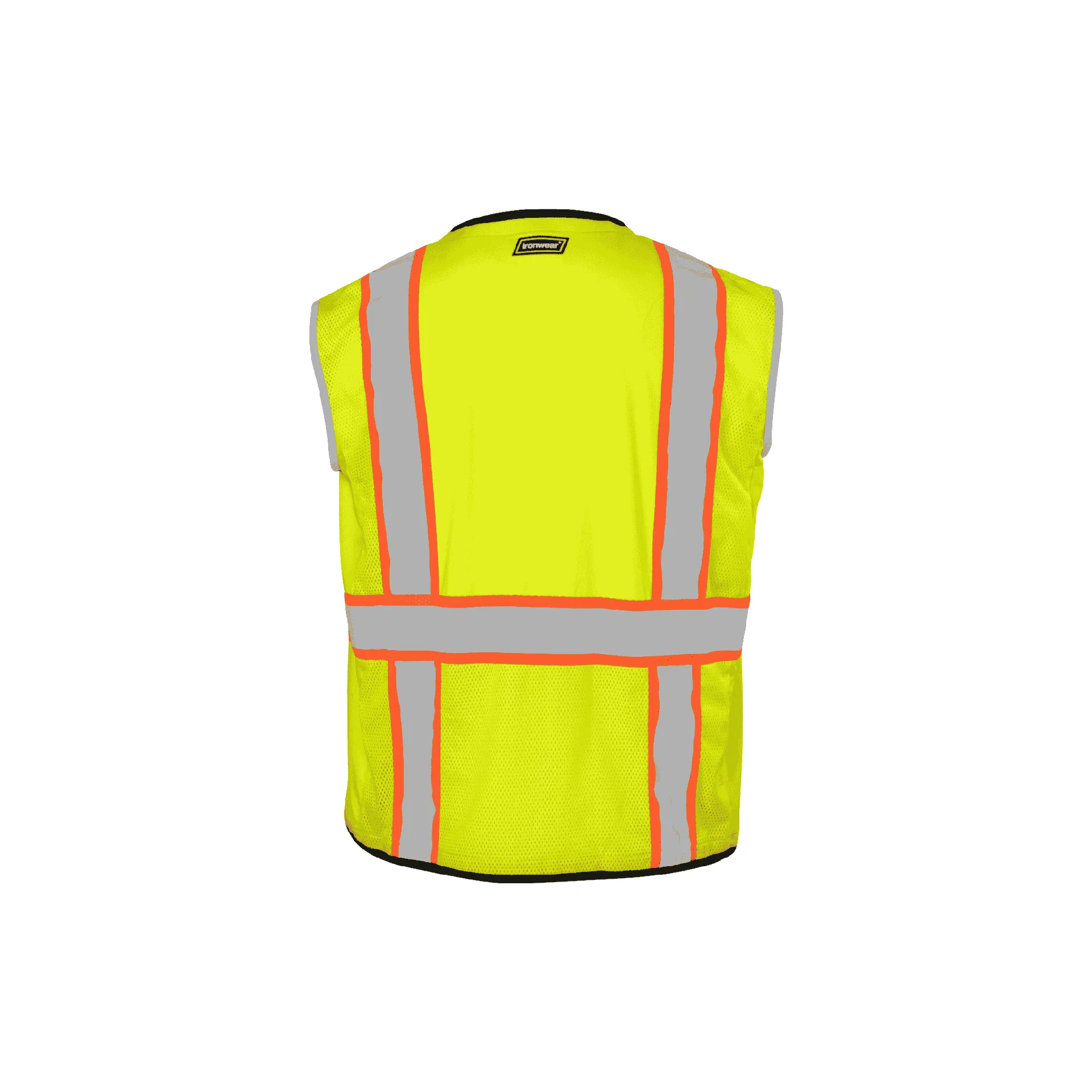 Class 2 Lime Safety Vest with Two Tone Tape and Zipper Closure (11 Pockets)