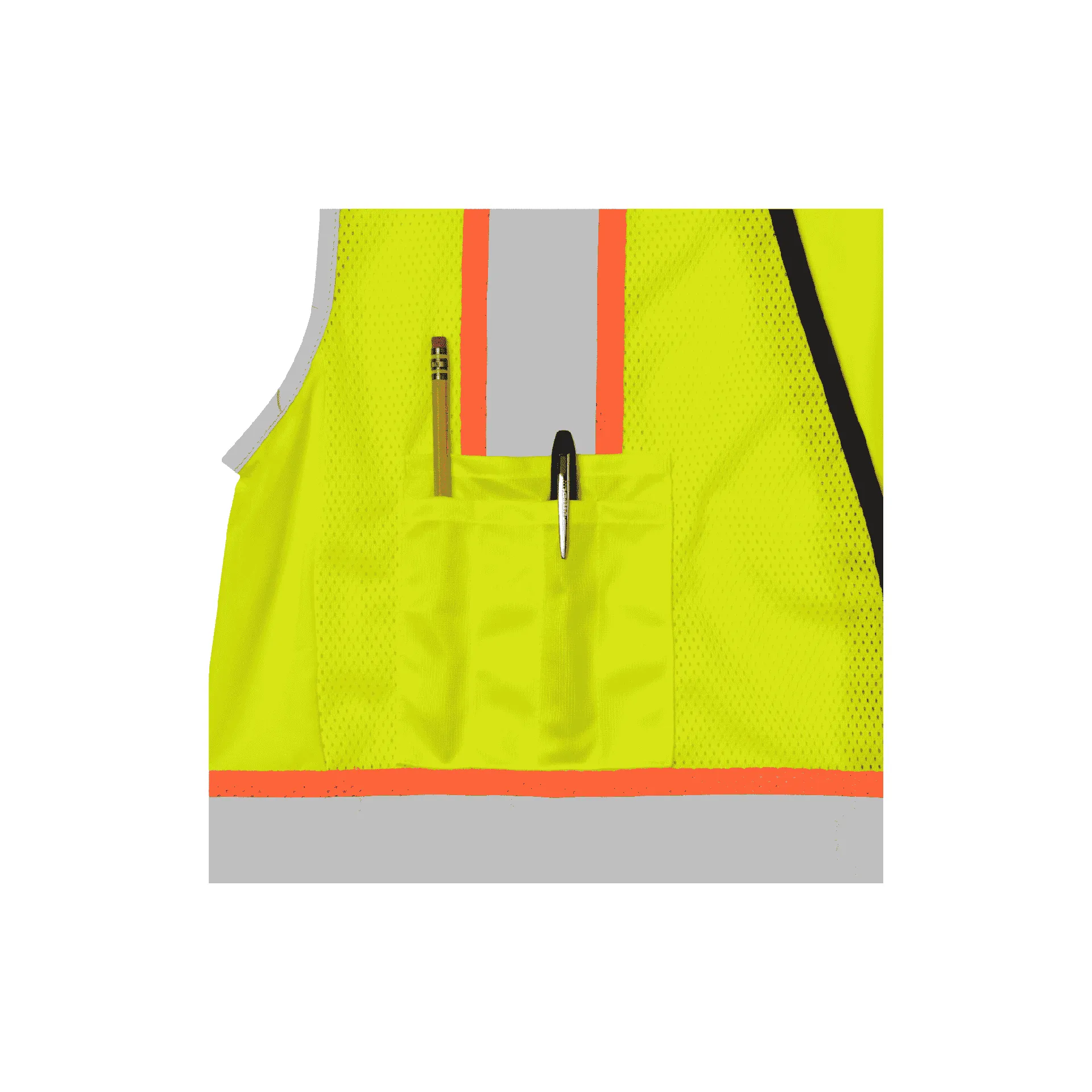 Class 2 Lime Safety Vest with Two Tone Tape and Zipper Closure (11 Pockets)