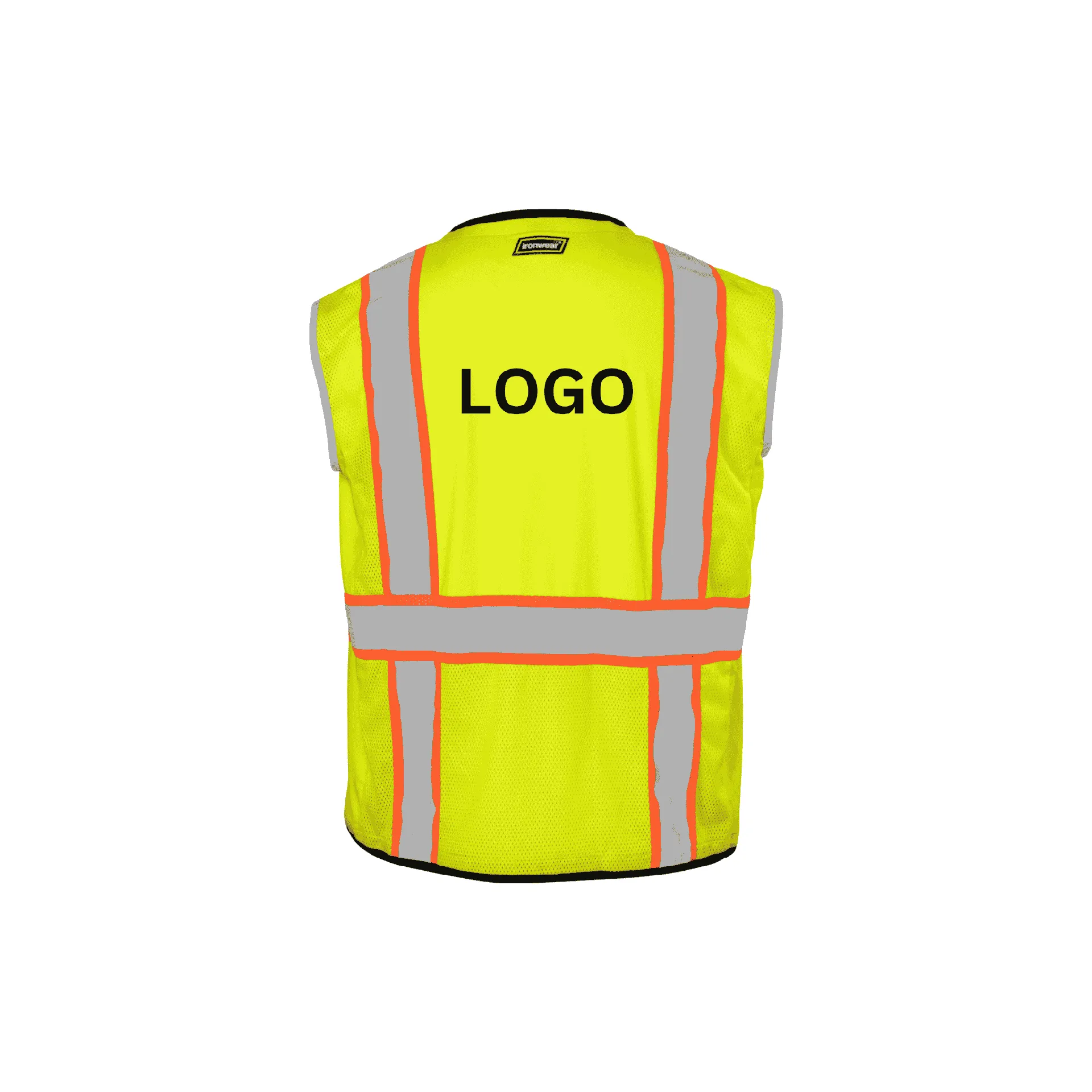 Class 2 Lime Safety Vest with Two Tone Tape and Zipper Closure (11 Pockets)