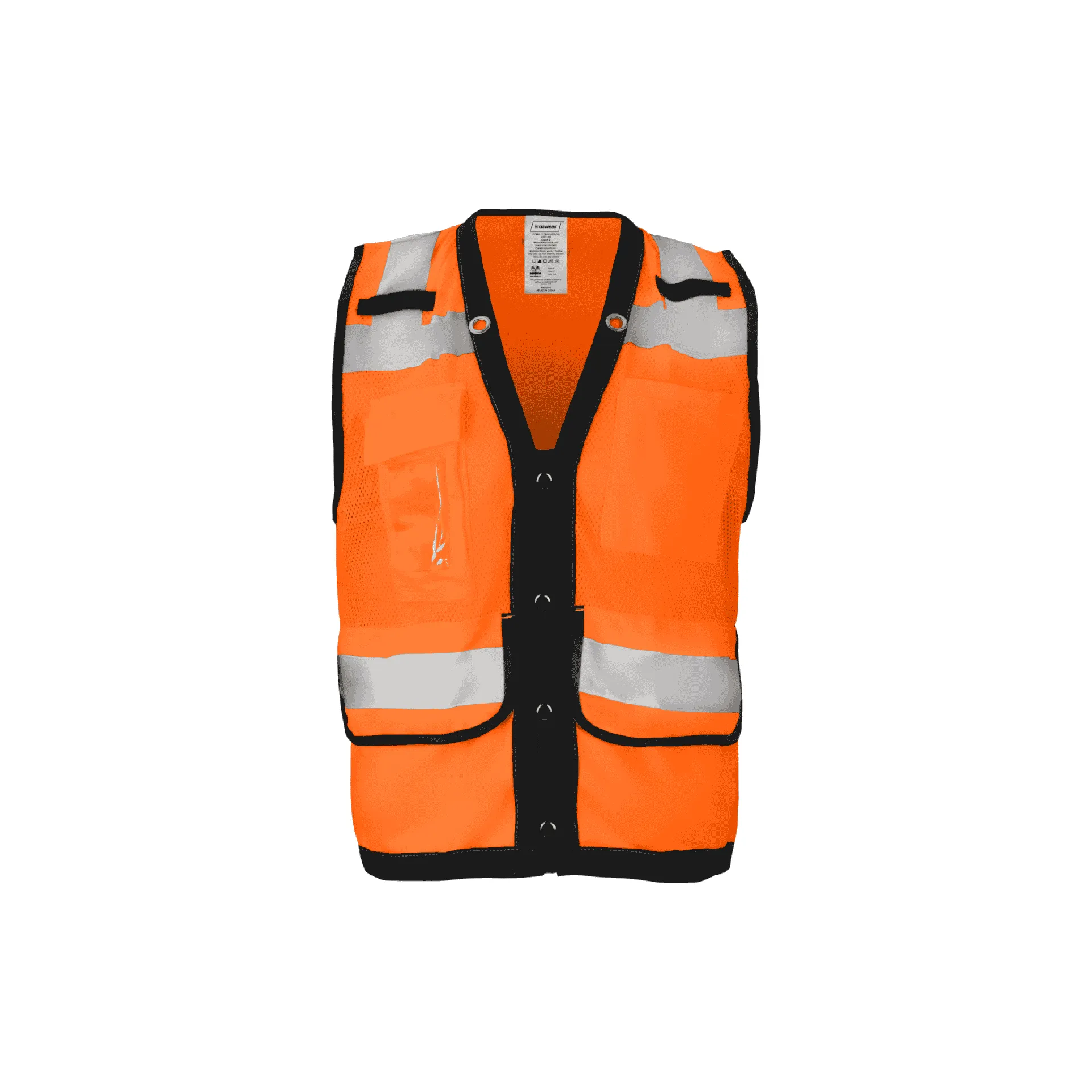 Class 2 Orange Snap Front and Side Closure Vest