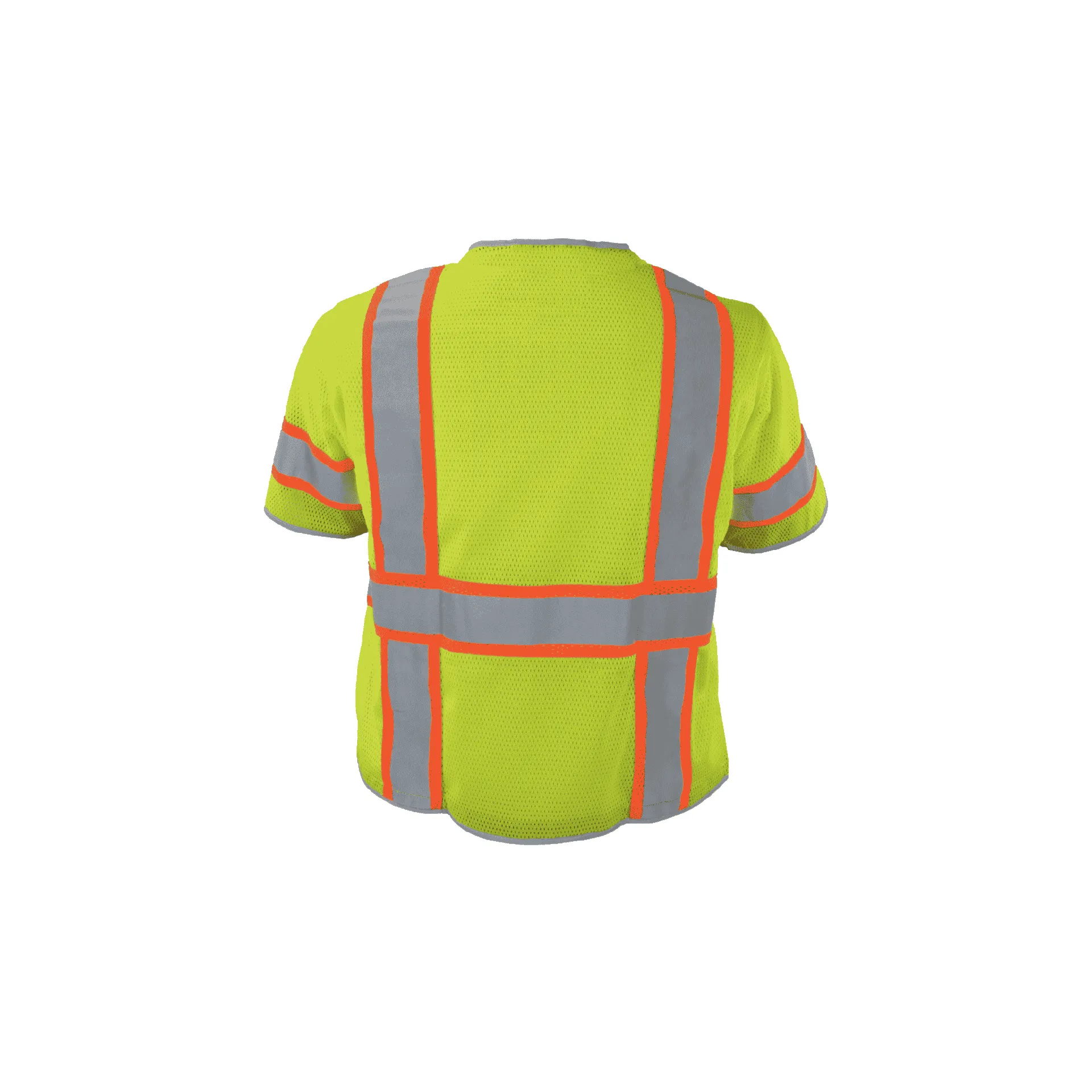 Class 3 Lime Polyester Mesh Zipper Closure Safety Vest (6 Pockets)