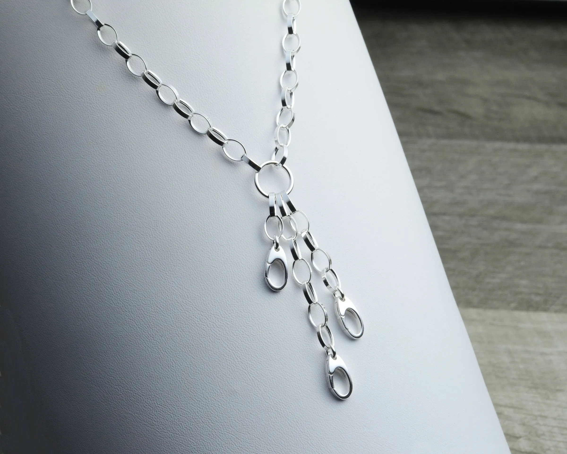 CLASSIC SILVER CHARM NECKLACE - 3 CHARM HOLDERS