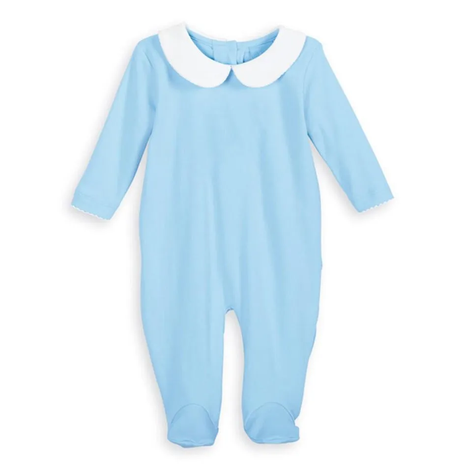 Collared Pima Footie -- Blue
