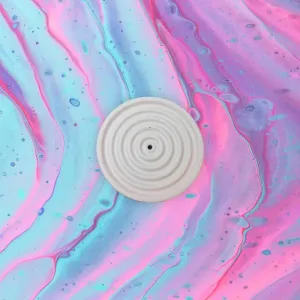 Colorful Concrete Round Mini Incense Holders: Off White / Matte