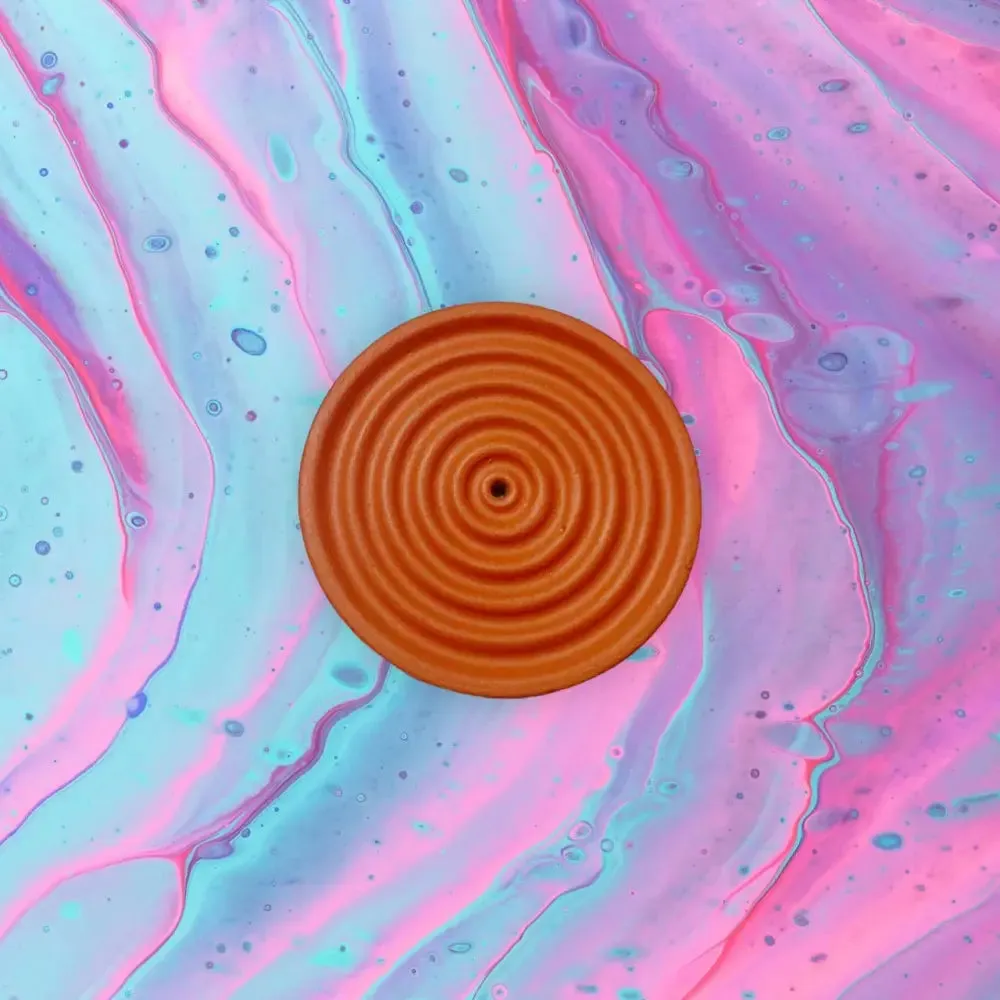 Colorful Concrete Round Mini Incense Holders: Off White / Matte